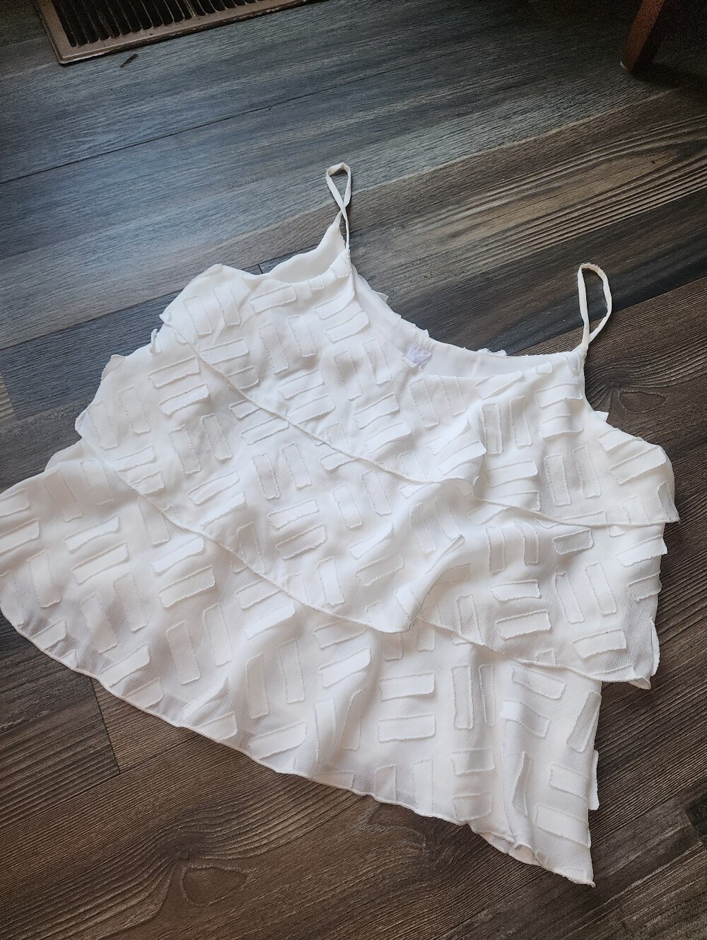 Amadi Anthropologie Tank Top Cami Small White Layered Lined Vacation Beach Chic